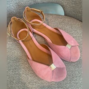 LES ITALIENNES Made In Italy Suede Flat Sandals Pink NEW Sz 40/9-9.5